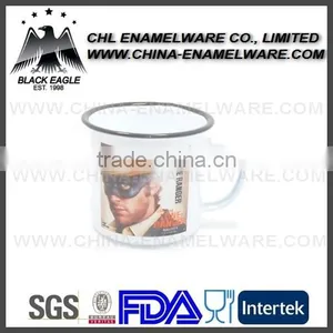 White Color Rolled Rim Enamel Coffee Mug Wholesale thumbnail-2