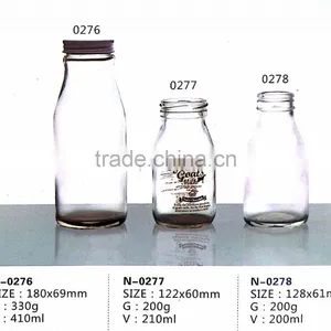 Haonai Vintage Embossed Glass Pudding Bottle Milk Bottle With Wide Mouth Cap Wholesale thumbnail-6