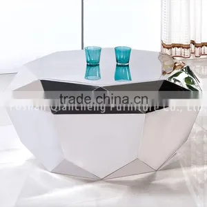 Polyhedron Mirror Silver Stainless Steel Coffee Table thumbnail-2