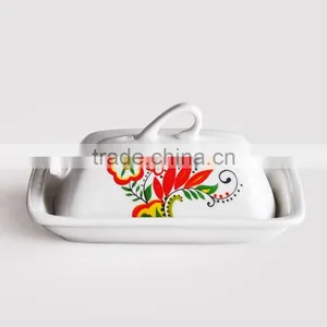 Ceramic Butter Dish With Decal Printing, Butter Dish With Decoration, Rooster thumbnail-2