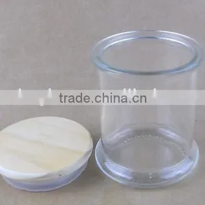 Metro Glass Candle Jar With Wooden Cap 12oz thumbnail-2