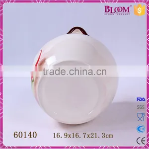 Decal Apple Desgin Ceramic Pot With Lid and Two Handle thumbnail-6
