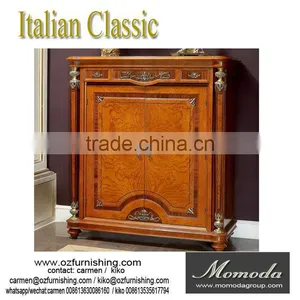 YB29 Italian Stylish Framed Glass Showcase, Antique Italian Camellia Tall Cabinet for Living Room thumbnail-5