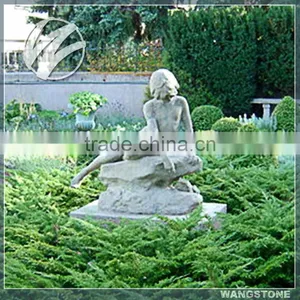 Modern Artificial Marble Naked Thinking Girl Stone Sculpture thumbnail-1