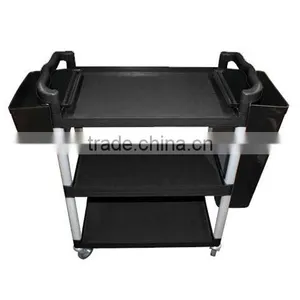 3 Shelf Plastic Service Cart Restaurant Cleaning Cart 07101*01 thumbnail-1
