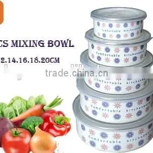 Hot Sale Enamel Mixing Freezing Fresh Storage Bowl With Plastic Lid thumbnail-1