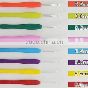 8pcs Colorful Soft Plastic Handle Aluminum Crochet Hooks Knitting Needles Set thumbnail-2