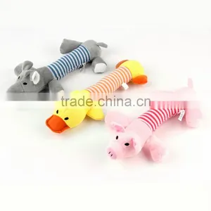 New Dog Toys Pet Puppy Chew Squeaker Squeaky Plush Sound Duck Pig & Elephant Toys 3 Designs Free Shipping thumbnail-1