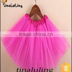 Brand New Kids 3 Layer Tulle Fabric Skirts Girls Hot Pink Ballet Tutu for Dance Children Skirts thumbnail-1