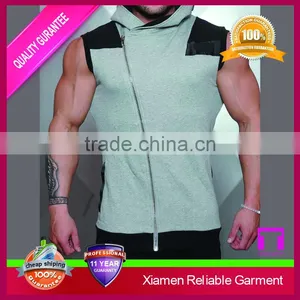 New Arrival Custom Sleeveless Muscle Hoodie With Thin Fleece Fabric for Jogging thumbnail-2