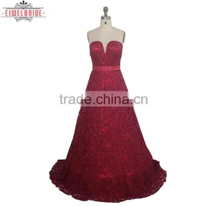 China Red Custom Beaded Evening Dress thumbnail-2