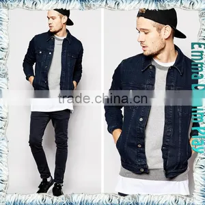 Wholesale Mens Slim Long Sleeve Blue Denim Chic Jackets With Silver Button thumbnail-4