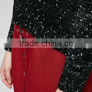 Ladies Cowl Neck Side Slit Loosev Fancy Knitting Patten Pullover Sweater for Wholesale thumbnail-5