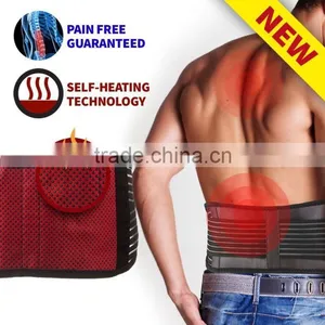 Adjustable Lumbar Lower Back Support Brace - Self-heating Magnetic Therapy Waist Trimmer Belt thumbnail-1