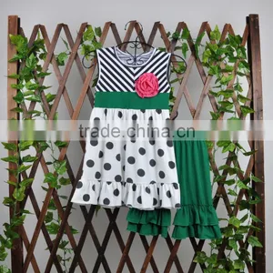 2017 New Arrival Infant Girl Polka Dot Ruffle Raglan Top Kids Boutique Summer Clothing Wholesale thumbnail-1