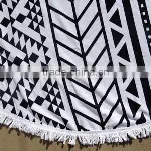 100% Cotton Reactive Screen Print Round Beach Towels thumbnail-2