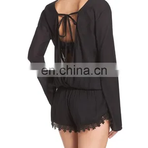 C38 Crochet Inset Cover-Up Beach Rompers thumbnail-2