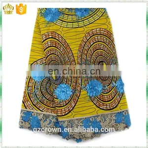 Hot Selling Wholesale French Lace Border Lace African Veritable Real Wax Print Ankara Fabric for Make ClothesH170111011 thumbnail-2