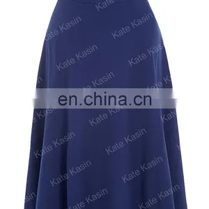 Kate Kasin Occident Women's High Stretchy Navy Cotton High Waist A Line Flared Skirt KK000279-2 thumbnail-4