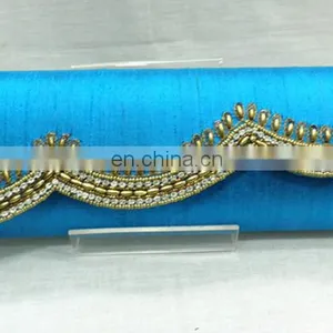 Gorgeous Royal Blue Beaded New Clutch Purse thumbnail-1