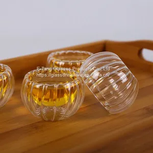 Wholesale Factory Directly Pumpkin 50ml Glass Cup, Drinking Glasses, Double Wall Mini Glass thumbnail-2