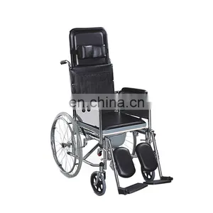 Foldable Chromed Steel Hospital Medical Commode Chair With Solid Castor thumbnail-5