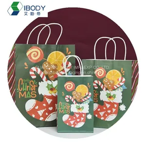 Wholesale Custom Logo Printing Recycled Reusable Food Takeaway Groceries Christmas Party Gift White Kraft Paper Bag thumbnail-2