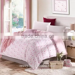 Ievey 13372 Pure Cotton Reactive Printed Light Pink Feather Printed Bedding Set thumbnail-1