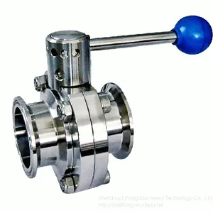 Stainless Steel Sanitary Food Degree Welded Clamped Threaded Butterfly Valve DIN SMS ISO thumbnail-2