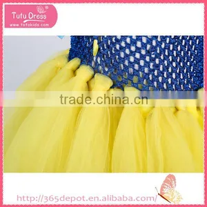Softtextile Yarn Bright Yellow Bowknot Tutu Fluffy Voile Girl's Dress Children Frocks Designs thumbnail-6