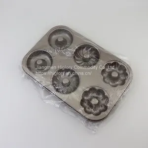 High Quality Muffin Mold Baking Bakeware Tools Non Stick Carbon Steel 6 Cup Cake Mold Pan Baking Pan thumbnail-4