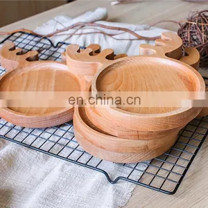 Creative Good Quality Bamboo Antler Shaped Serving Plate Tray Christmas Snack Food Elk Decorative Tray thumbnail-3
