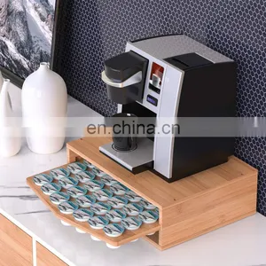 Bamboo Coffee Pod Storage Holder Organizer With Drawer For Keurig K-cup Pods thumbnail-1