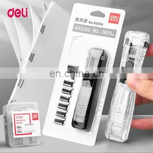 Deli Push Clamp Binder Stationery Clips Stapler Multifunction Paper Storage Artifact School Office Supplies Metal Clip Holder thumbnail-1