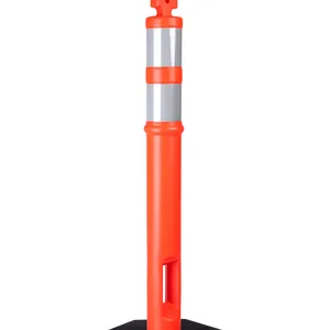 Loop Top Delineator Posts Orange PE Delineator Cones With 12 lb Rubber Base Easy Grip for Traffic Management thumbnail-1