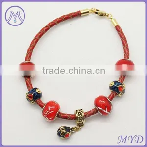 Shamballa Leather Wrap Bracelet Wholesale With Bali Bead thumbnail-2