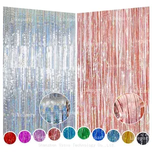 Wholesale Metallic Foil Curtains - 2/3 Pack, 3.2x8.2ft Sparkle Backdrops for Party Distributors thumbnail-1