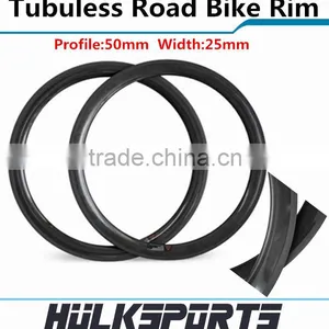 2016 Top Sale 25mm Width Carbon Clincher Tubuless Wheel 700C Carbon Fiber Bike Wheels 50mm Depth Carbon Road Bicycle Rim thumbnail-1