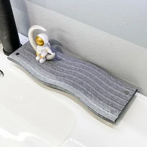 Wave-shaped Bathroom Sink Caddy Absorbent Diatomite Stone Bath Mat thumbnail-5