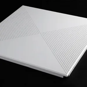 Acoustic Perforated Aluminum Ceiling Tiles Suspended Pop False Ceiling Design for Office Buildings thumbnail-1
