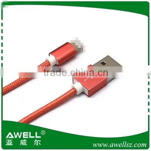 Wholesale OEM Brand Colorful Aluminum Metal Shell Connectors Tip 3FT Nylon Braided Wire Fabric Micro USB Cable thumbnail-3