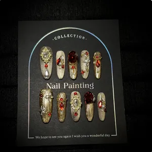 Luxury Leopard Print Press-on Nails With Crystal Accents for Elegant Style thumbnail-1