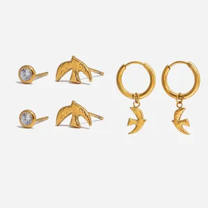 Custom Waterproof Stainless Steel Heart Earrings - 18K Gold Plated Fashion Jewelry thumbnail-1