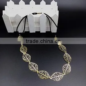 Fancy Lovely Young Women`s Gold Plated Leaves Shaped Elastic Fashion Headband thumbnail-3