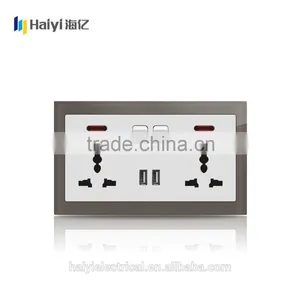 Wall Socket 250V 2 Gang 13A British USB Wall Socket With 2.1A USB Outlet thumbnail-1