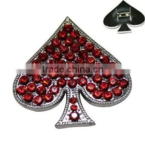 Zinc Alloy Red Rhinestone Ace of Hearts Rivets Metal Accessories for Pet Collars thumbnail-1