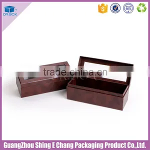 Luxury Handmade Custom Leather Paper Printed Gold Hot Stamp Logo Gift Box Packaging With Clear Lid thumbnail-1