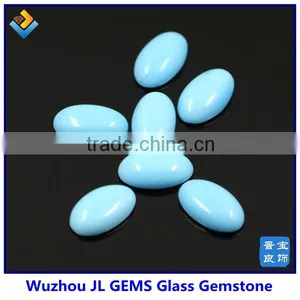 Oval Cabochon Stone With Milky Blue Glass Gemstone for Making Necklace and Bracelet thumbnail-4