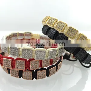 Wholesale Micro Setting Zircon Bracelet Braided Stone Beads Bracelet With Stainless Steel Beads thumbnail-4