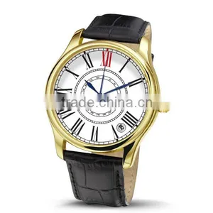2015 Trendy Design Stainless Steel Back Water Resistant Leather Band Factory Watch thumbnail-4
